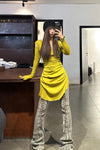 marc le bihan off shoulder pleated dress 2849 E23 ANIS